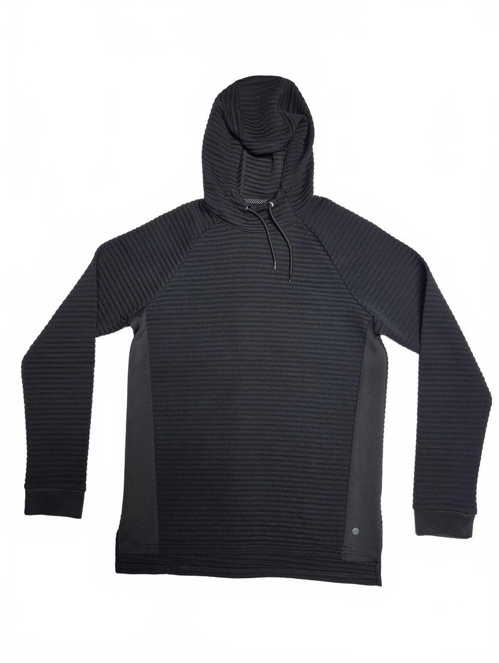 Apana Black Textured Ribbed Activewear Hoodie Sweatshirt Size Medium M